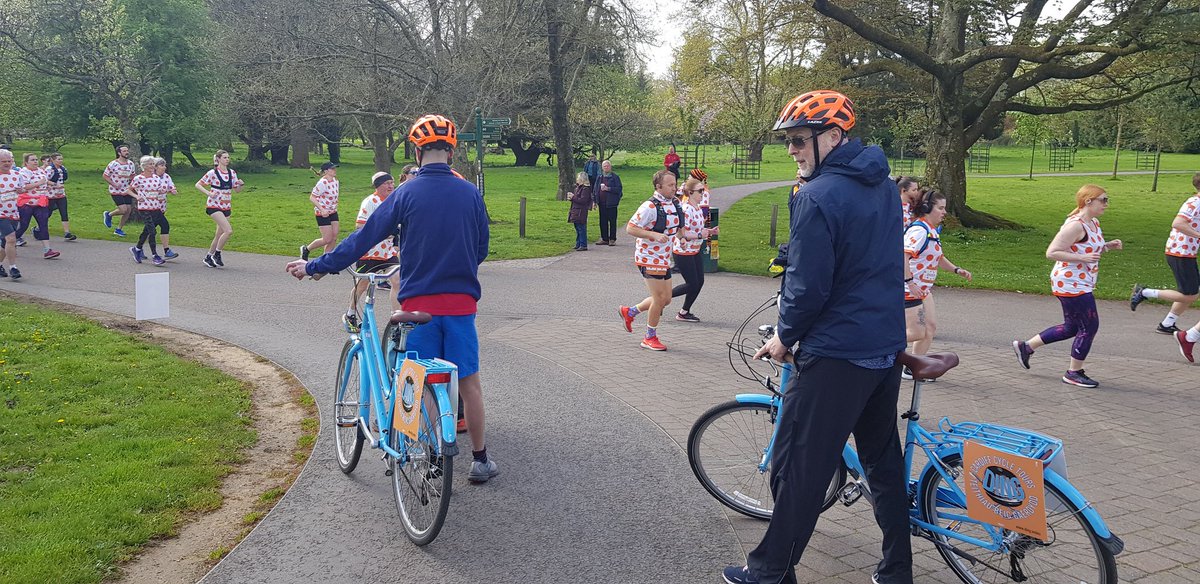 DingCycleTours's tweet photo. Always good to bump into interesting people on our tours. This weekend we met castle guide Gareth, Leighton modelling a kilt and cheered on the Big Moose runners - with customers Ed (USA), AJ &amp; Debbie (NL), Krista (Pontypridd), Richard (Cardiff). 
#cardiff #cycling https://t.co/wejKsDEEq0