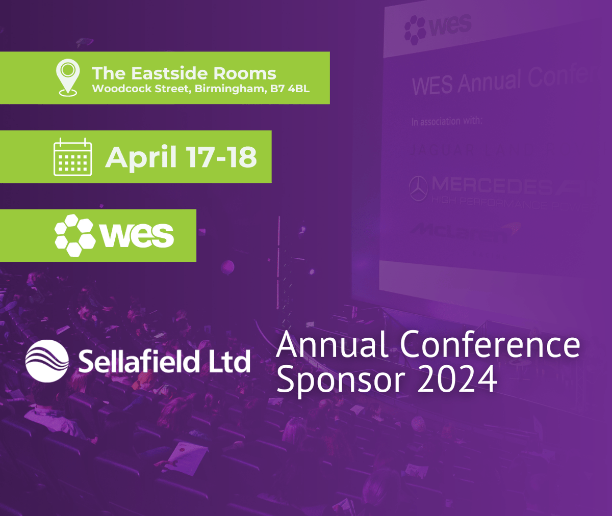 The Annual Conference is almost here, and we’re overjoyed to have Sellafield on board as a sponsor! The Birmingham event is set to be spectacular, thanks to all our generous sponsors. See you in 3 days! Read more about Sellafield: ow.ly/Wr4b50RfOlH #WESAnnualConference