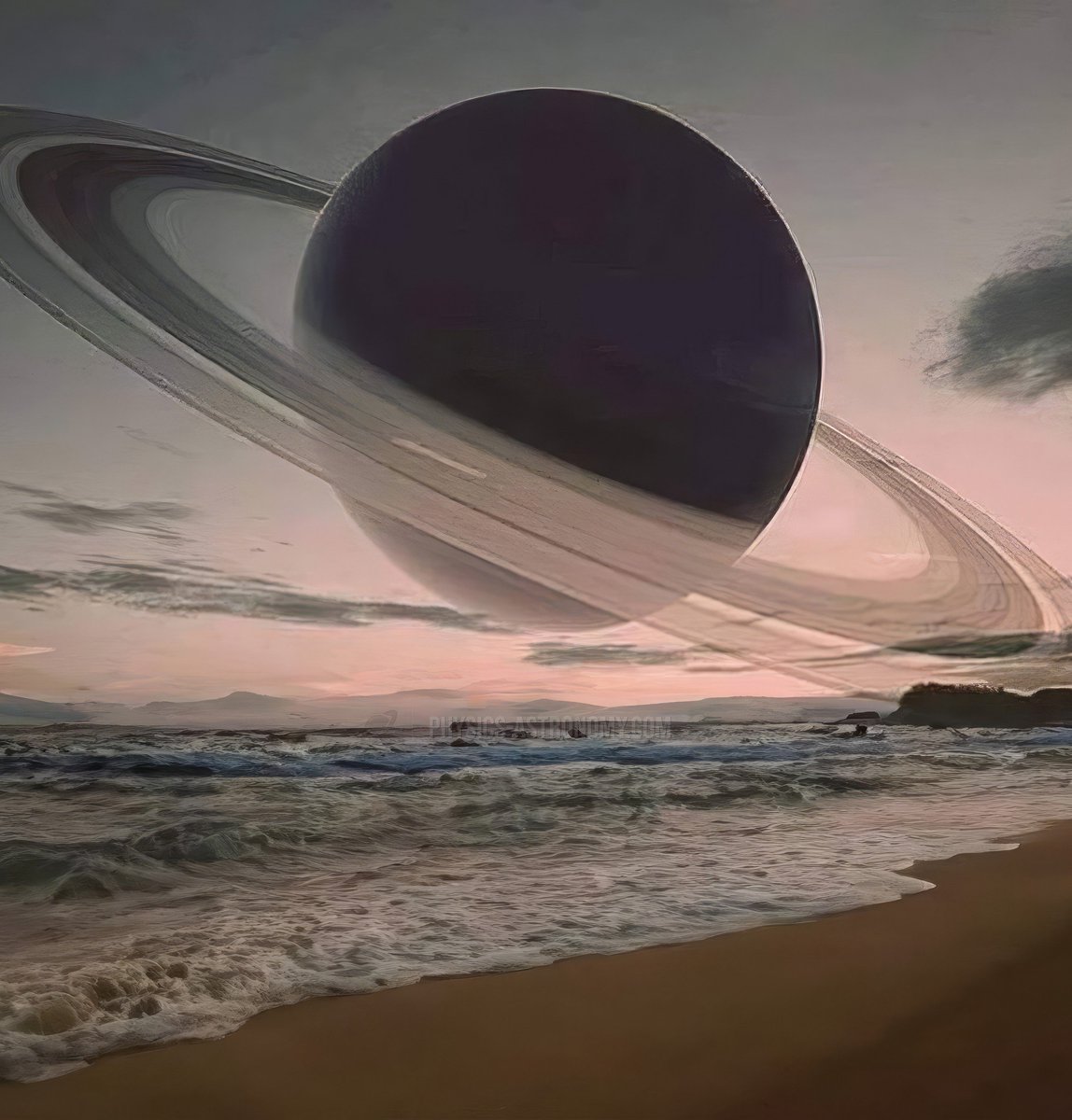 ScienceNatureW2's tweet image. If Saturn were as close to the Earth as the Moon is, this is how it would look
