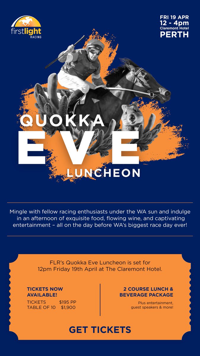 Tickets available for the @FirstLight_FLR Quokka Eve Luncheon 🍴 📆 19 April 📆 Get your tickets 👇 eventbrite.com.au/e/first-light-…