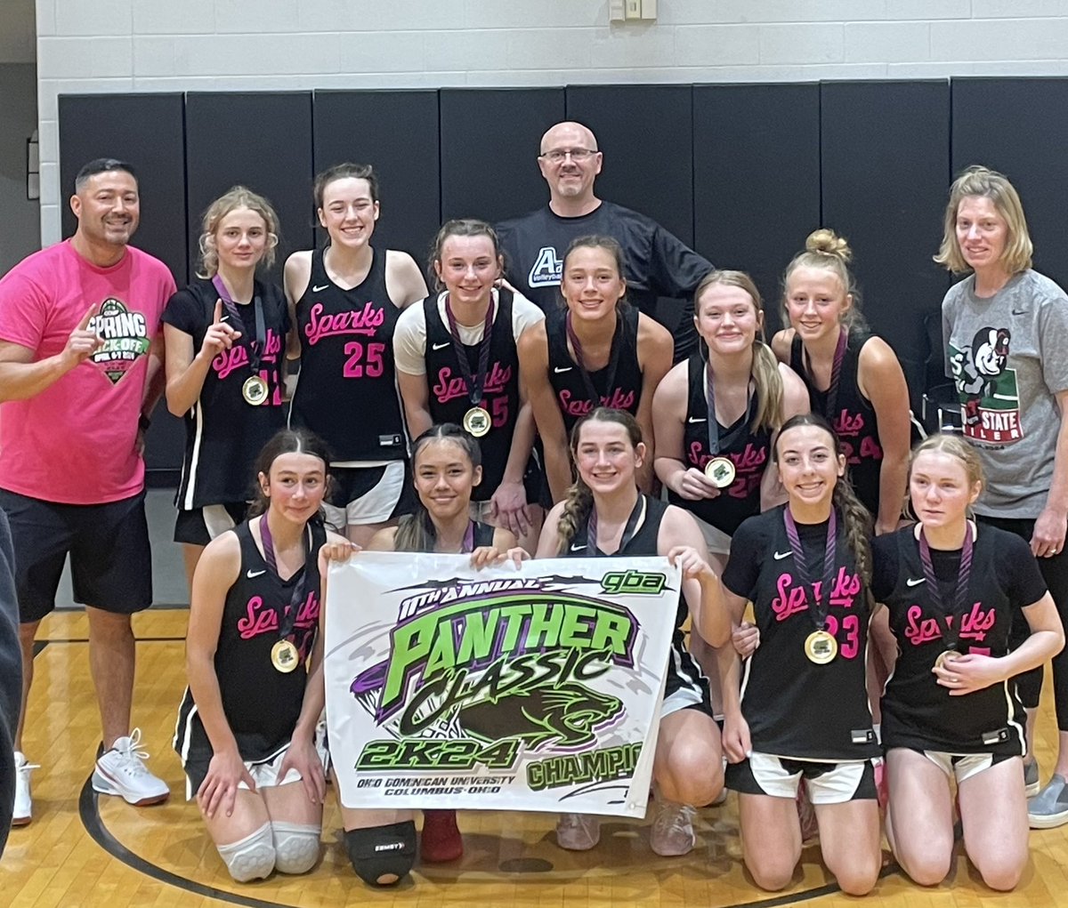 BradleyGBK's tweet photo. Lainey Dennison, Sophia Lopez, Aubrey Allen &amp; incoming 8th grader Delaney Way with a ship this weekend. Congrats ladies, Coach Castle, Coach Quinzer &amp; Mr. Lopez! 🏆🔥 https://t.co/LAW8LCDhpY