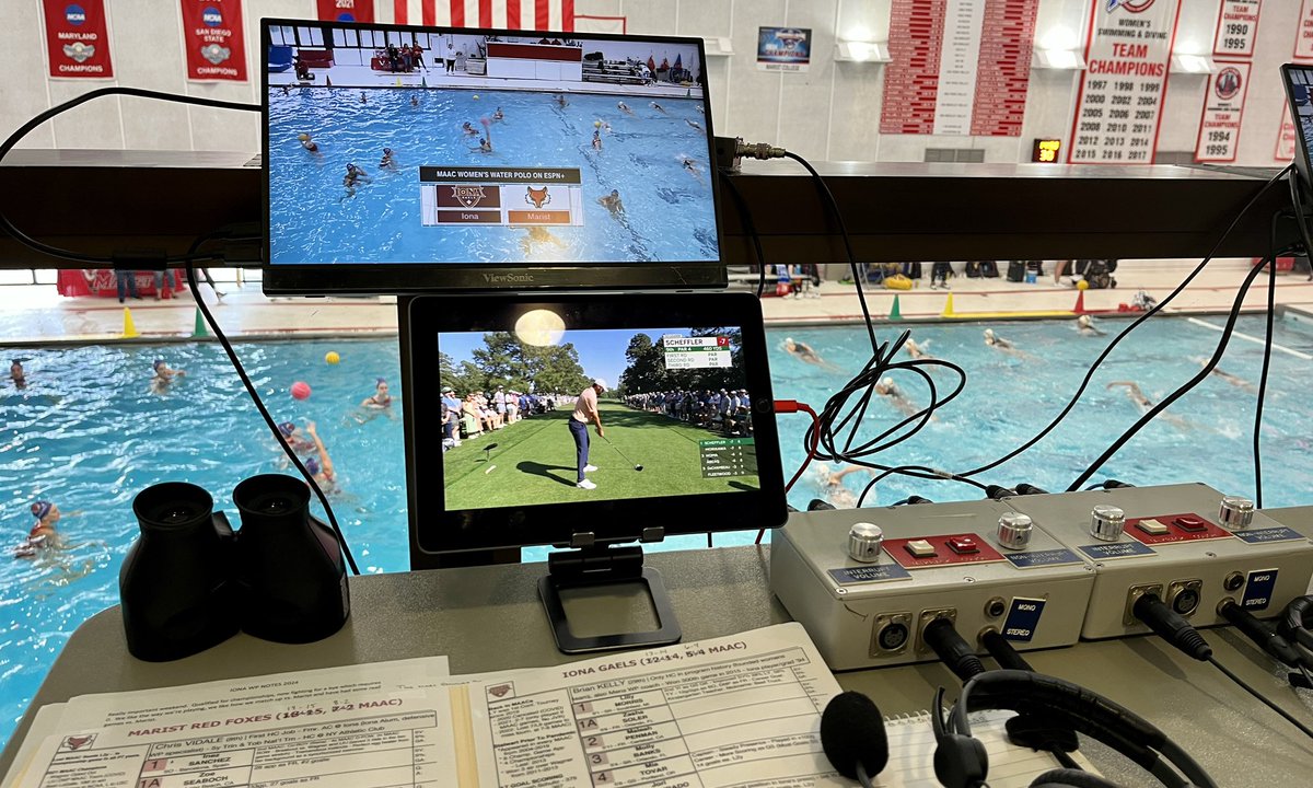 When you have water polo to broadcast, but it’s Sunday at The Masters…