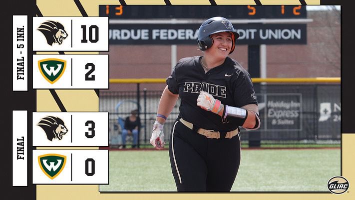 PRIDE SWEEP 🧹🧹🧹
The @pnwsoftball team swept Wayne State on Sunday!
Selena Michko had three total homeruns one the day while Gabby Paliska and Maddie Roop earned wins on the mound!
What a day for the Pride!
#RoarPride 🦁