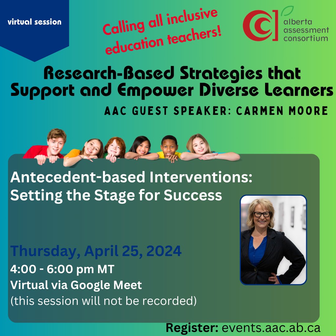 This strategy can be the most powerful of all as it requires one to think proactively versus reactively when planning a learner’s day or schedule. Register here: events.aac.ab.ca/register/?id=7 #inclusiveeducation #inclusivelearning #inclusiveed #TeacherPD #teachergram #assessment