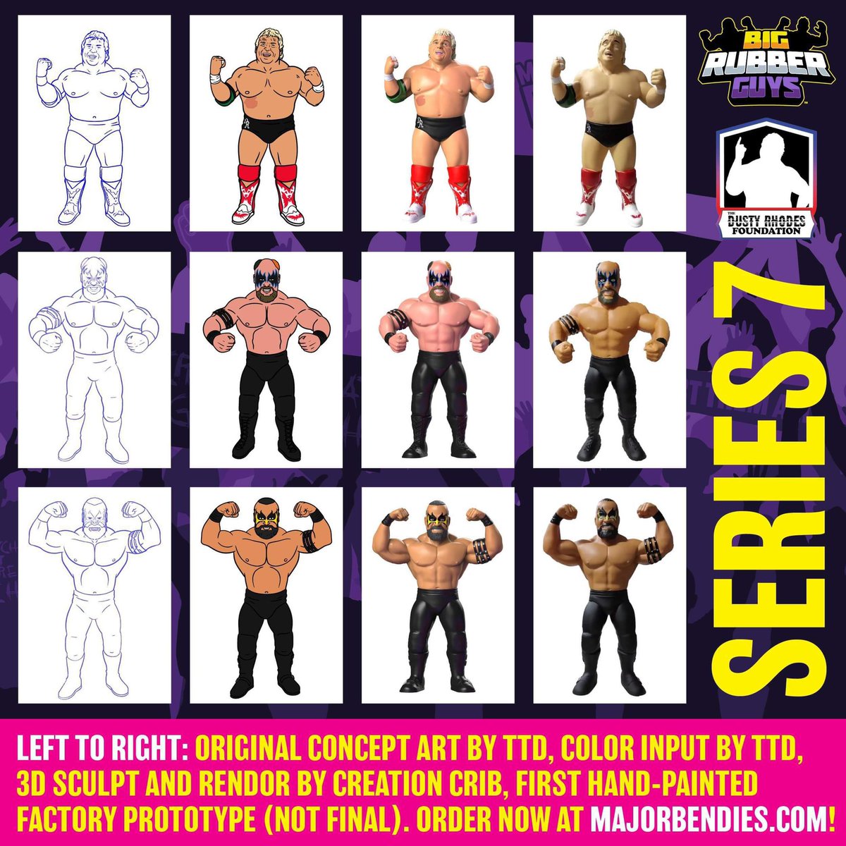 Big Rubber Guys Series 7 progress! From the original sketches in March, to the first hand-painted factory prototypes in April!

Order yours at MajorBendies.com now!

#ScratchThatFigureItch