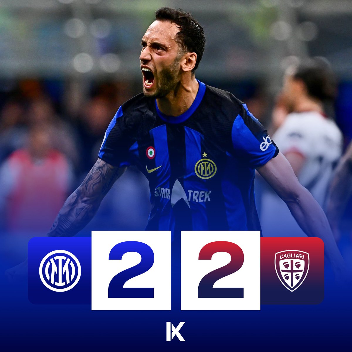 FT: #Inter 2-2 Cagliari The points are shared at the Giuseppe Meazza. 🤝, image size:1200x1200