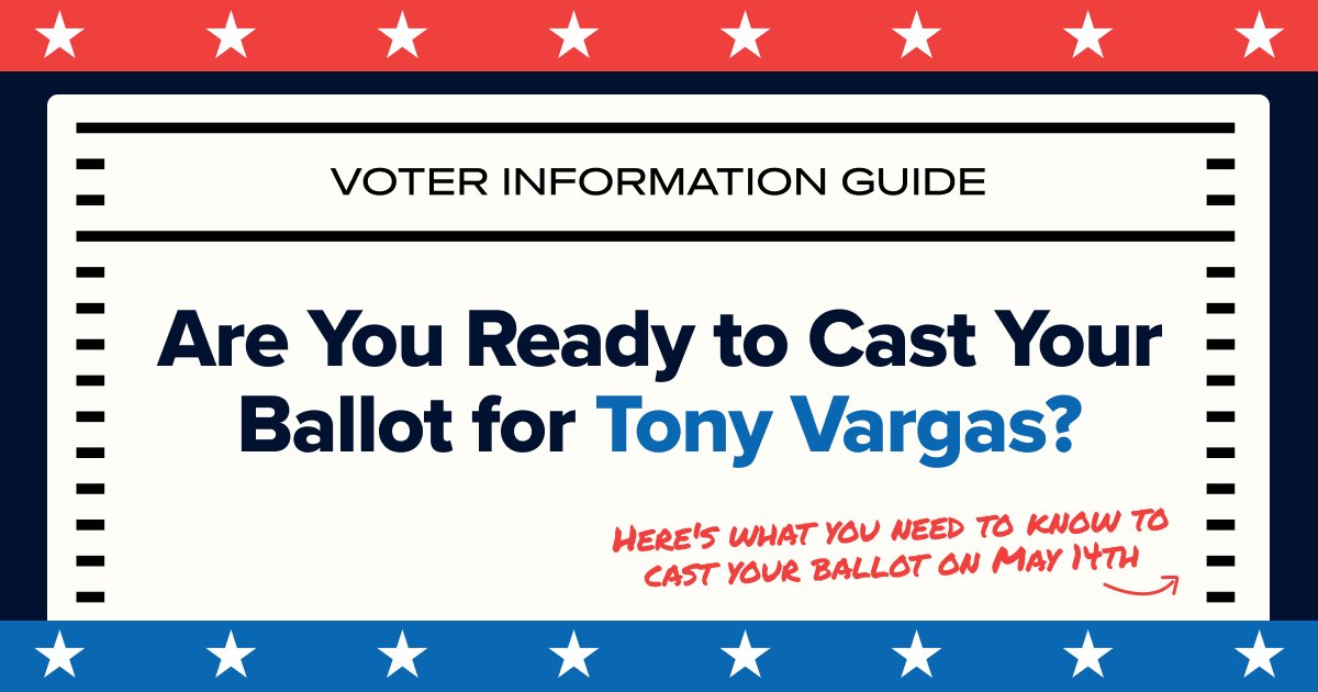 TonyVargas's tweet photo. Alright, folks: With new voter ID laws in place this year, it's so important to know what you'll need to bring to the polls when you cast your ballots on May 14 and November 5 — and where to find them.

Check out our Voter Guide so you can get ready to VOTE this year!! https://t.co/rlEuSiBXnT