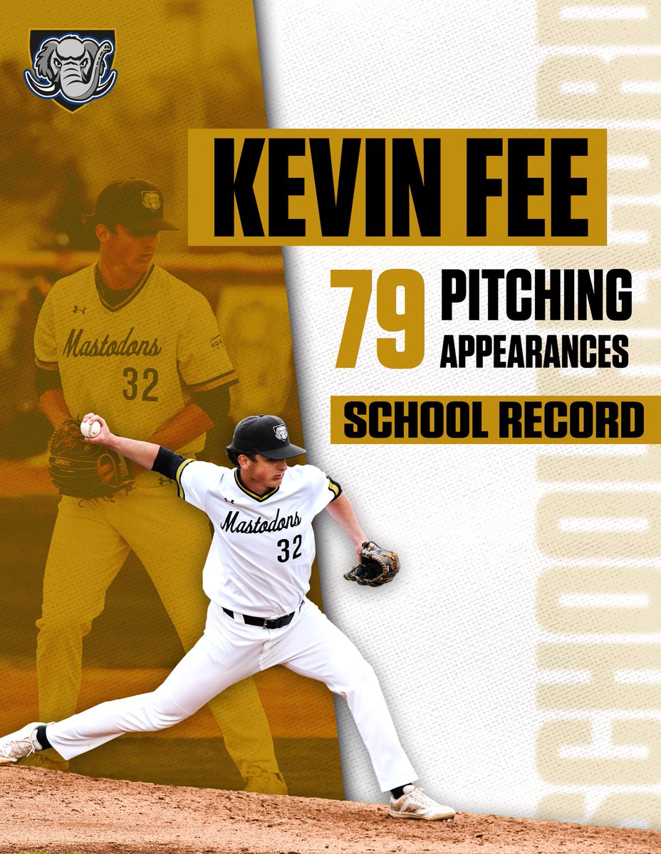 With today’s appearance, Kevin Fee has set the program record for pitching appearances. No Mastodon has answered the call as many times as Kevin Fee. Congrats!

#FeelTheRumble #HLBASE