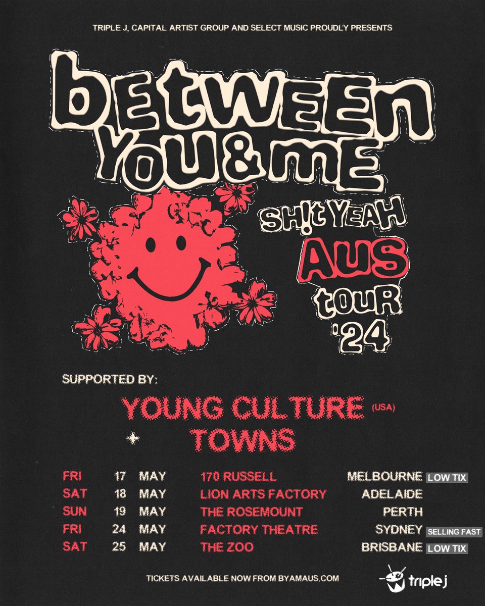 ONE MONTH TIL AUS TOUR! Our homies @YoungCultureNY will also be joining us. MELBOURNE - LOW TIX! BRISBANE - LOW TIX! SYDNEY - SELLING FAST TICKETS: byamaus.ffm.to/austour