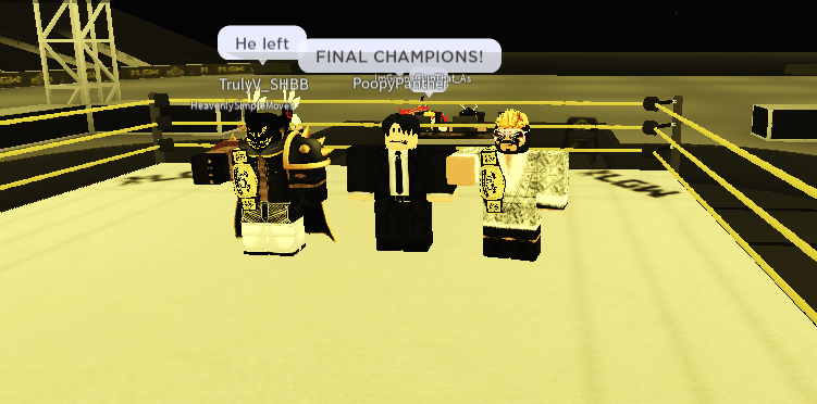 5x LGW Openweight Champion (1st Ever)
2x LGW Gladiator Champion (Final Champion with Dynasty)
3x LGW National Champion
This now makes it the 10th title I've WON in <a href="/LGW_RBLX/">Lions Gate Wrestling</a>...And I will FOREVER be a living LEGEND in this Federation..💸💸💰#NeverBankrupt