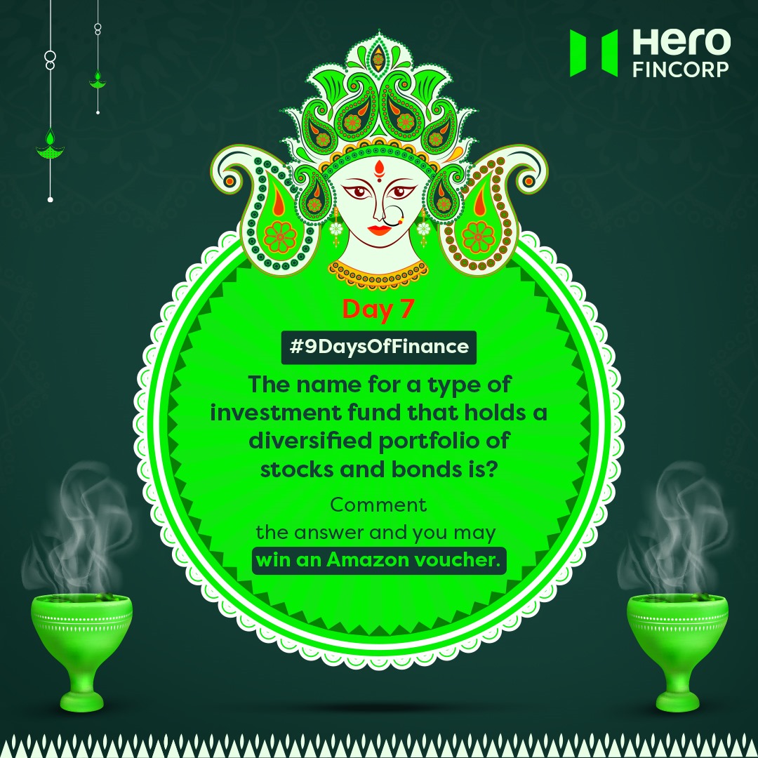 Get in the game with  #9DaysOfFinance by #HeroFinCorp! Put your #financialknowledge to the test, rack up big points. 😃

Follow the below Steps:
1. Answer the daily question
2. Tag 4 people
3. Follow Hero Fincorp on all social media platforms

#NavratiContest #ParticipateNow