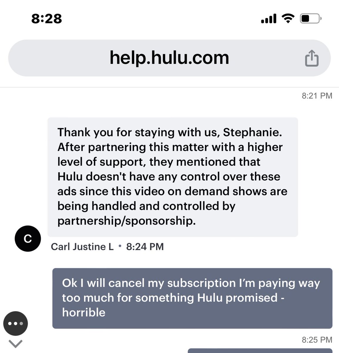 ImStephanieReed's tweet photo. @hulu people if paying close to $100 a month for ad free know that it’s no longer in “Hulu’s control” #cancellinghulu https://t.co/EJhLwoBqNM