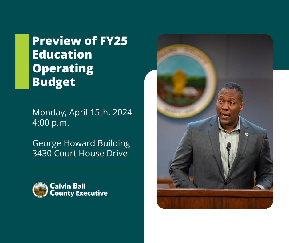 We have heard from our community regarding the FY25 operating budget for HCPSS. I invite you to join me for a detailed, transparent preview of our education priorities. Ahead of our entire budget release on Tuesday, this will be a more focused attention on the school budget.