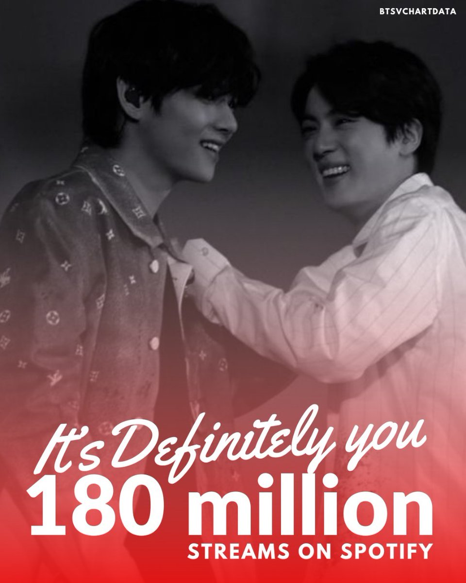 It's Definitely You by V & Jin has surpassed 180,000,000 streams on Spotify!