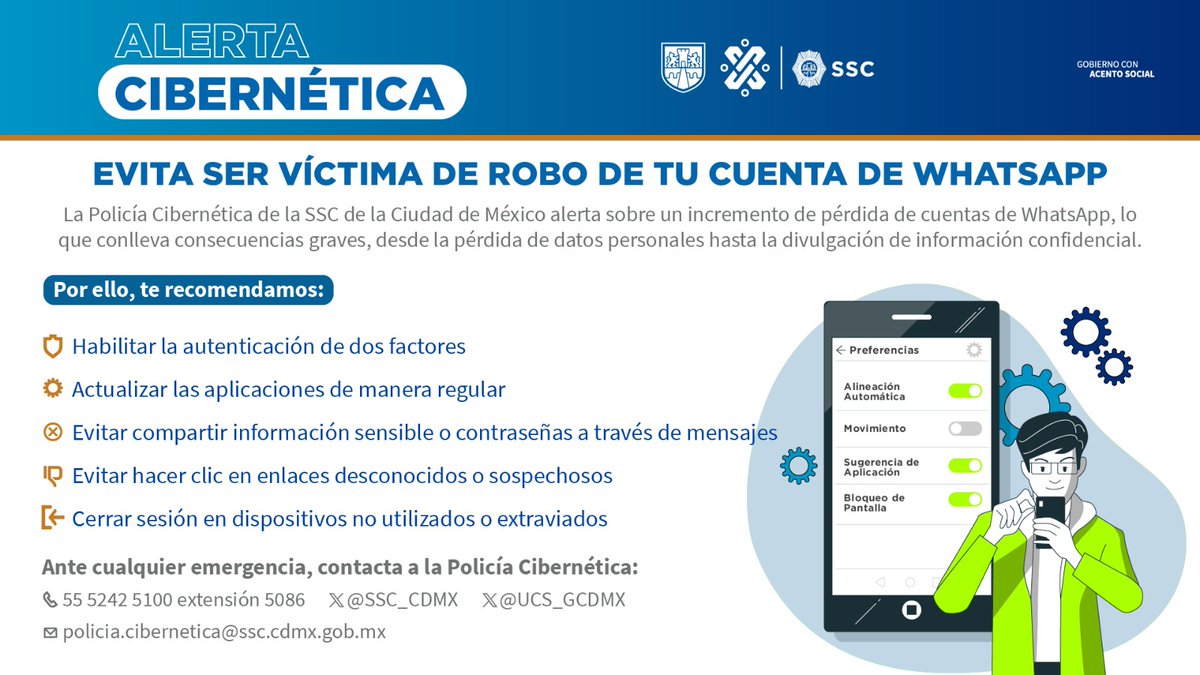 ¡Protege tus aplicaciones de mensajería instantánea! 🔒✉️ Checa las siguientes recomendaciones que te brinda la #PolicíaCibernética 👮🏻‍♂️👮🏻‍♀️👇🏼