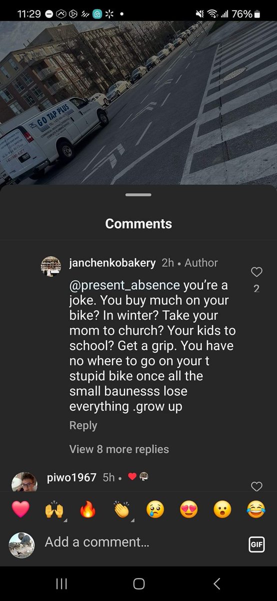 Well, cyclists know what Bloor West Village bakery NOT to visit. This fool at Janchenko think that people on bikes are jokes and don't spend money. I wish I could be positive and show them cyclists love baked goods too, but not now. They need to fix their attitude.