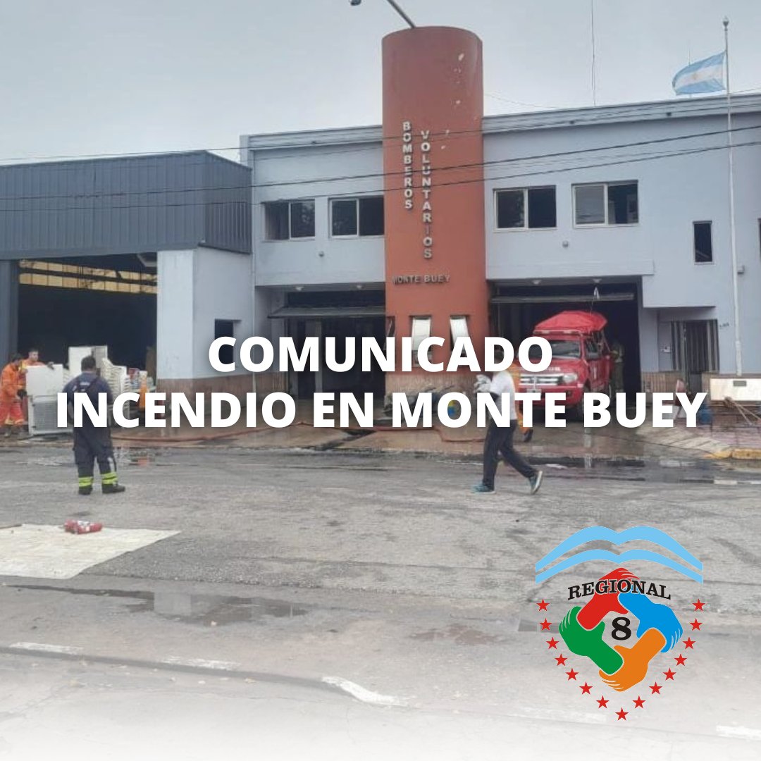 Regional8Cba's tweet photo. #PrensaRegional8 | Informa: SITUACIÓN EN MONTE BUEY

En horas de la mañana, en la localidad de Monte Buey, se produjo un incendio estructural, el mismo afectó la operatividad de dicho cuartel. https://t.co/3jbmLE3mPu

Somos #Regional8Cba
Somos #BomberosVoluntarios https://t.co/Gd0ouEKfYW