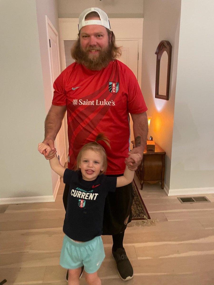 Coopsports411's tweet photo. My niece and I wearing our @thekccurrent gear to show support for the team in today's 1-1 tie to move into 1st on the standings with 10 points on the table https://t.co/FXAtk3fvOb