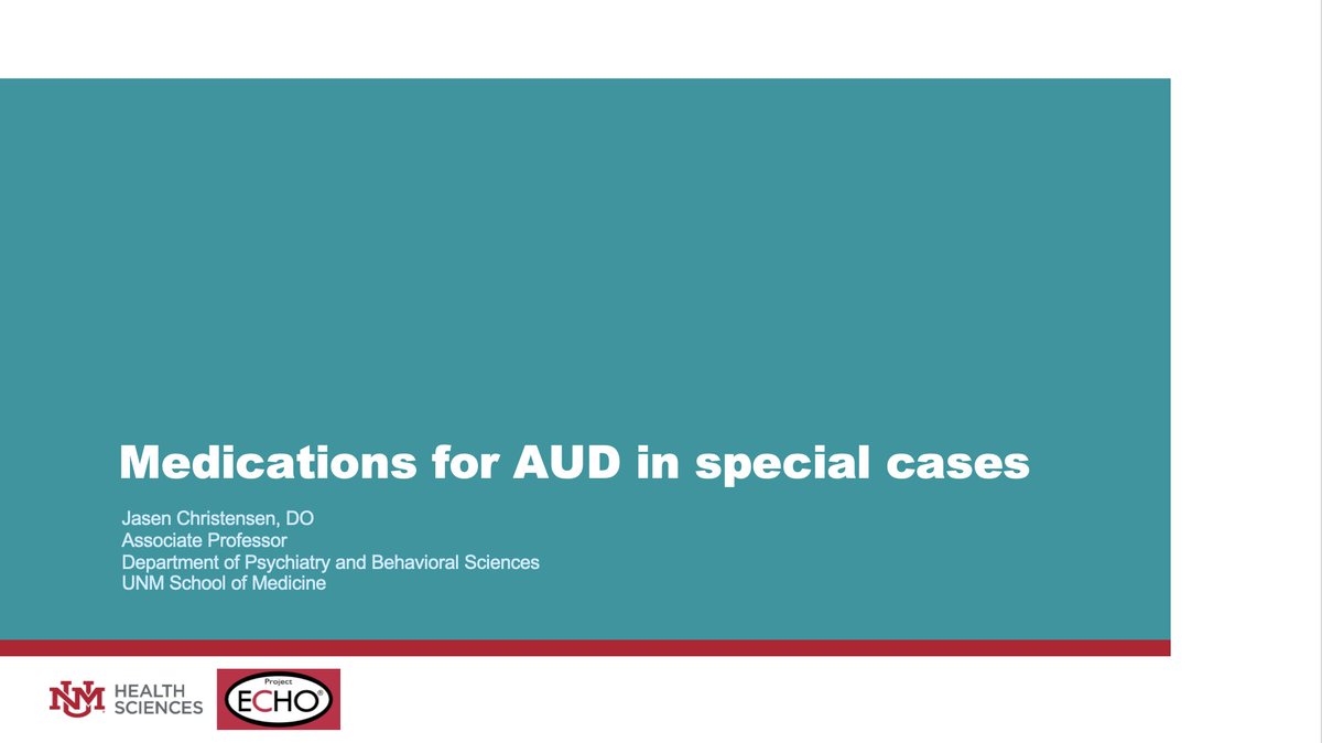 🚨 Join our free virtual @ProjectECHO program this Tuesday at 12pm MST (2pm EST) where we will discuss medications for alcohol use/AUD in special cases! Didactic will be presented by Dr. Christensen, an incredible resource on this topic. Register here: iecho.org/program/PRGM16…