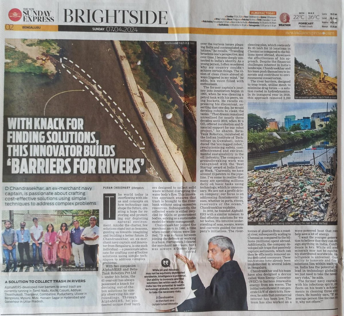 An excellent coverage of our work and thoughts by Ms.Puran Choudhury of New Indian Express.
#sustainability #innovation #plastics #India #rivercleanup #oceancleanup