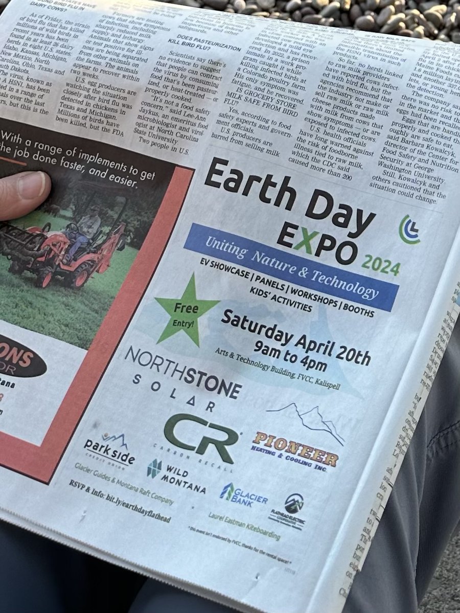 The Flathead Valley chapter of CCL is organizing the Earth Day EXPO 2024 in Kalispell on Saturday April 20th from 9-4 at FVCC...

The event poster sure looks awesome in our local Sunday paper 😀 💚🌍