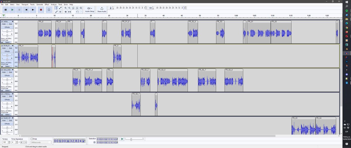Weekend of editing voice over for cutscenes.