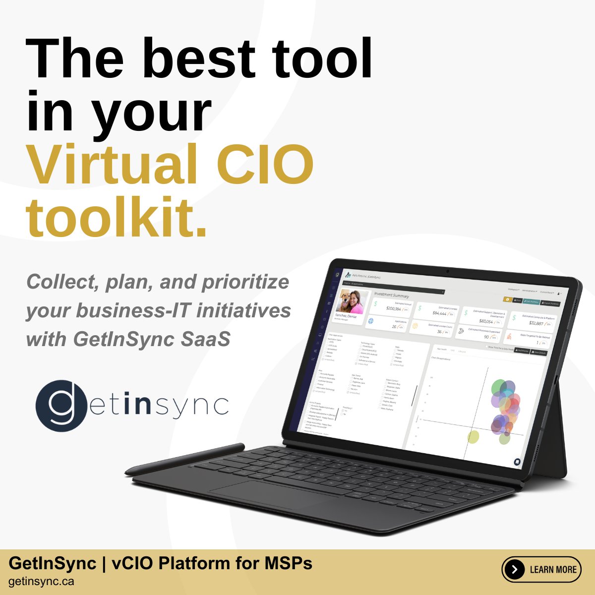 🚀 Launching soon! GetInSync empowers MSPs to align IT services with SMB business strategies, fostering growth &amp; innovation. Turn tech support into strategic partnerships &amp; drive success. Stay tuned for the game-changing tool for MSPs! #MSP #BusinessStrategy #vCIO