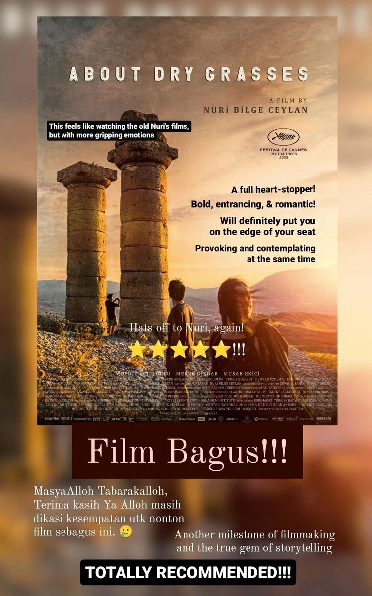 Masih terpukau sekali dengan film ini 🥲🥲🥲
#AboutDryGrasses #NuriBilgeCeylan