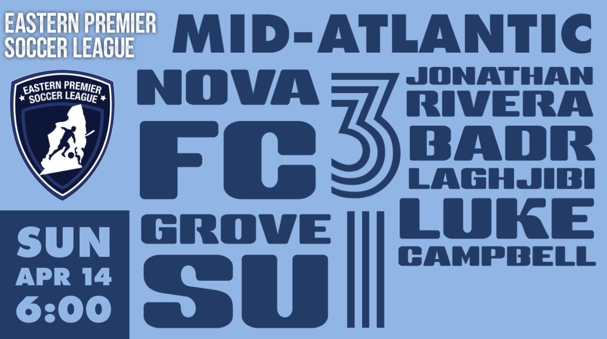 .@NovaFc (6-0-0) had goals from Jonathan Rivera, Badr Laghjibi and Luke Campbell @luk3_10 in a 3-1 victory over @GroveSoccerUtd (2-0-3) on Sunday night.