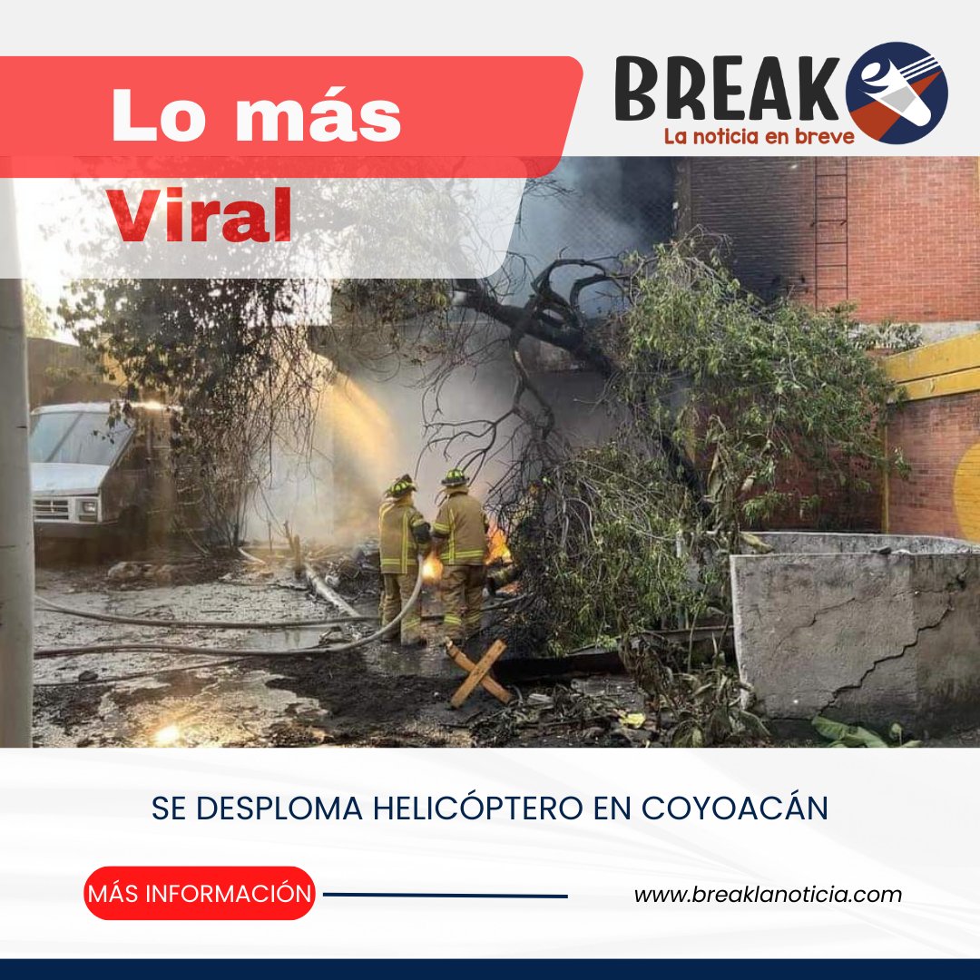 #LoMásViral 💻🚨| Se desploma helicóptero en #Coyoacán, #CDMX la tarde de este domingo, se reportan 3 fallecidos. 

Fotos: Redes Sociales