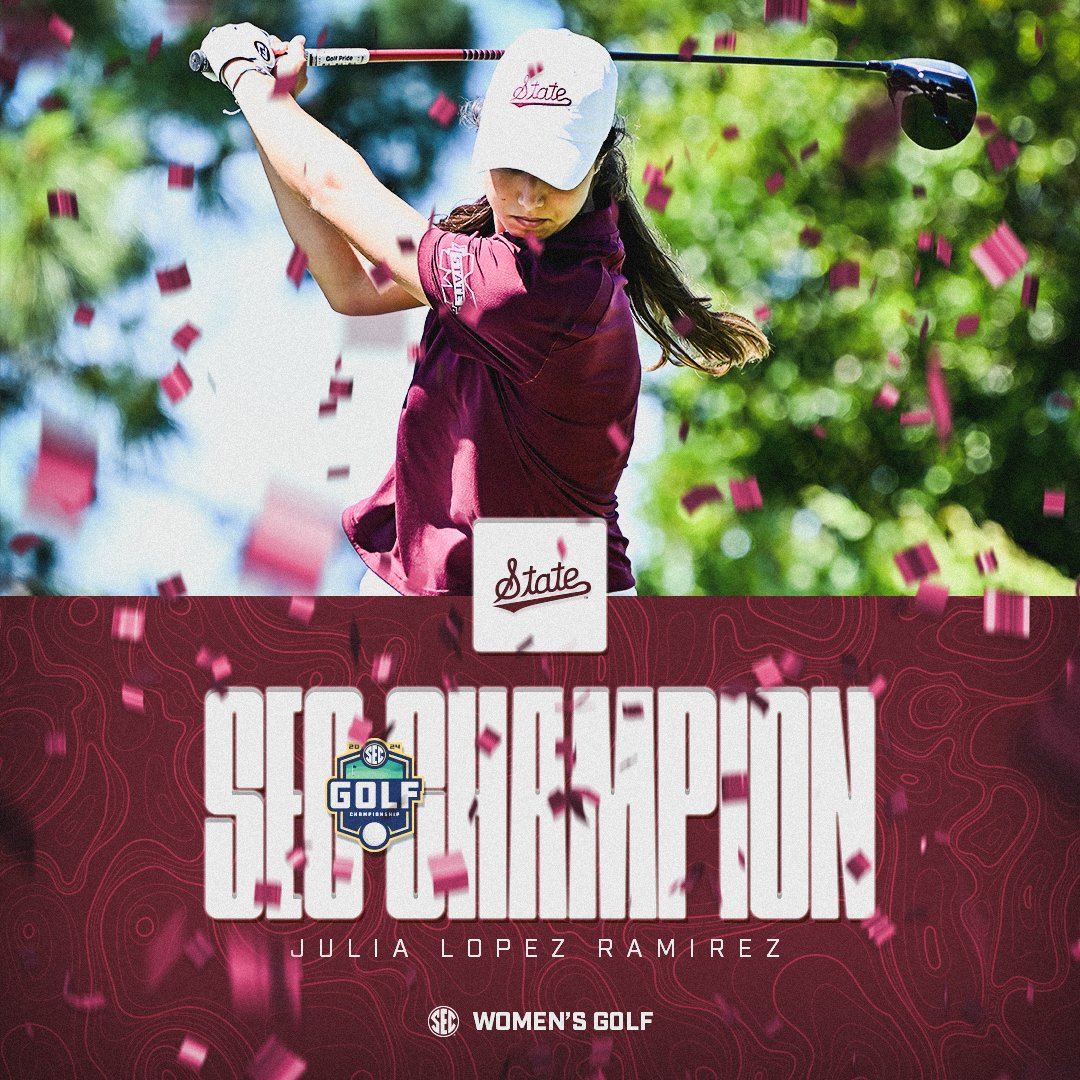 BACK-TO-BACK TITLES 🏆

2024 SEC Women's Golf Individual Champion:
🐶 Julia Lopez Ramirez, @HailStateWG 

#SECGolf x #SECChampionship