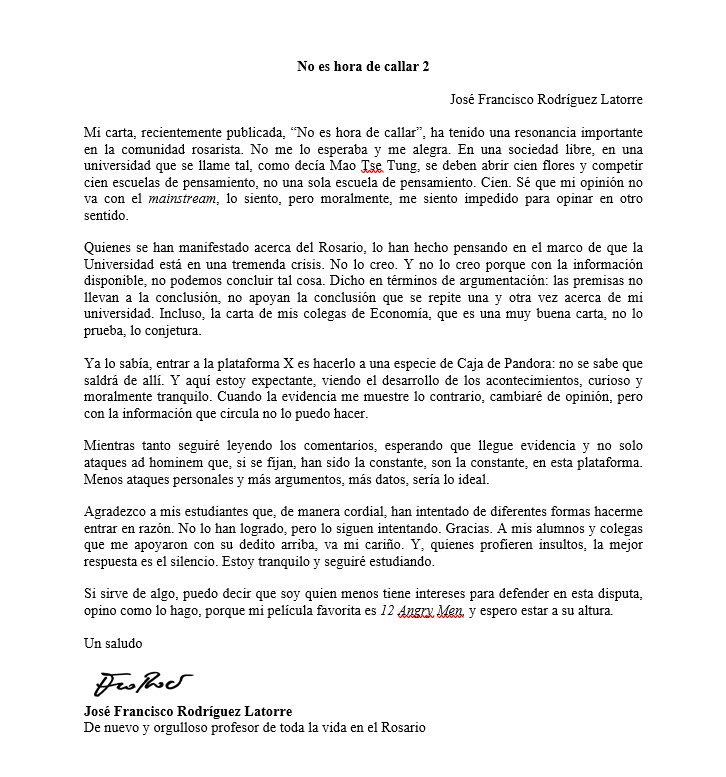 Pacho_Argumenta's tweet photo. No es hora de callar 2. #URosario https://t.co/d4VqZAvysk