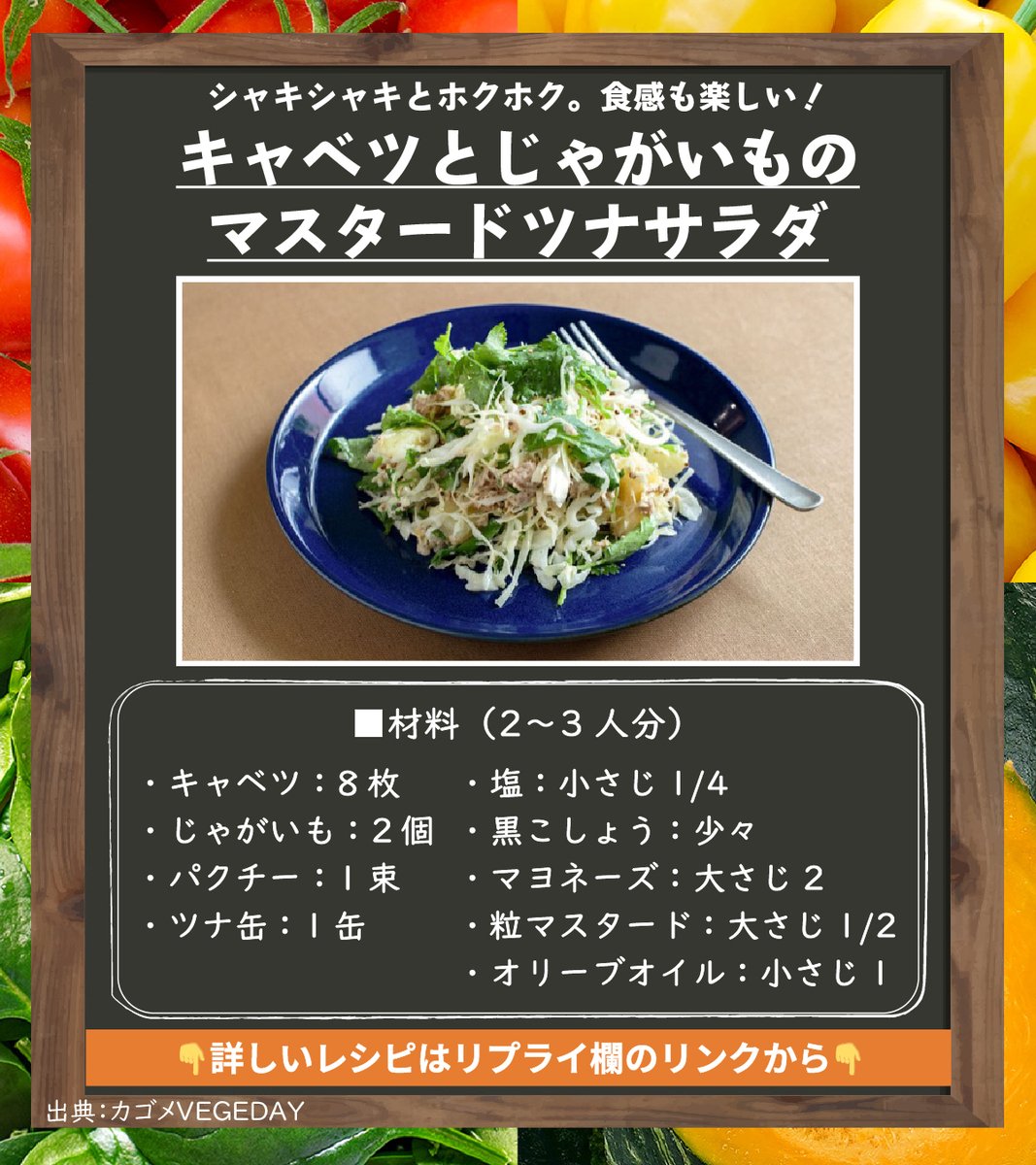 azayakaseikatsu's tweet photo. ／
「春キャベツ」を食べて
ビタミンCをとり
お肌の健康維持を助けよう！
＼

今が旬でビタミンCを多く含む春キャベツは、葉はやわらかめでみずみずしく、生で食べるのがおすすめ✨ということで、本日はキャベツのサラダをご紹介👏
「ビタミンCは熱に弱く、生のほうが摂取しやすい」って知ってました？ https://t.co/My1hLsT4lA