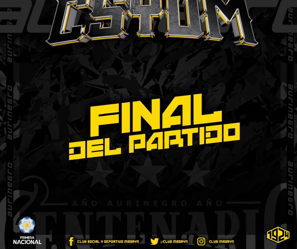 ClubMadryn's tweet photo. FINAL ¡GANOOOOOO MADRYN! 
Enorme remontada del equipo dirigido por Leandro Gracian para conseguir la tercer victoria consecutiva 💪🏼

#Defe 2-3 #Madryn
⚽️ Ferreyra, Diellos y Palacio 

#VamosAurinegro #PrimeraNacional https://t.co/evX7YHxbeZ