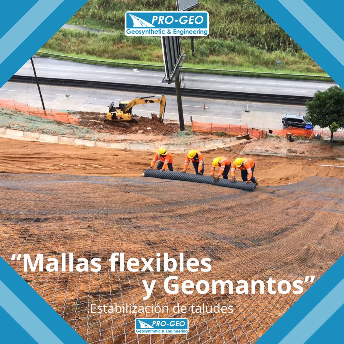 Conoces las opciones para estabilizar un talud ? Puedes combinar soluciones flexibles con soluciones no rígidas como los son geomantos y que a su vez son amigables con el medioambiente. #diamundialtierra #ingenieriaambiental #geosinteticos #construcción #somosprogeo