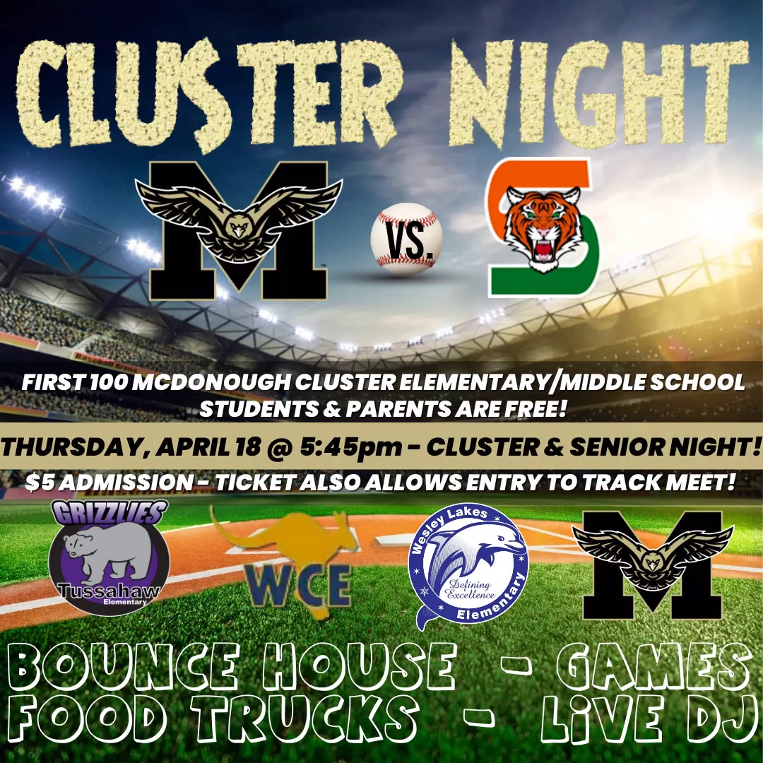 🦅🎉McDonough Cluster Night - Spring 2024! : We're excited to celebrate with our cluster schools this week! There's been a lot of amazing things happening in our community & we look forward to the fellowship Thursday! #OurWinningSeason #WarhawkPRIDE🦅