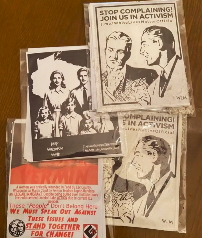 🚨 Heads up Wisconsin!

These flyers were distributed all over Fond du Lac.
This is WLM propaganda. I did a thread about it.
If you see these stickers or flyers near your home you should notify police. It's a recruitment tool for white supremacists.
#FightFascism #NoNazisAllowed