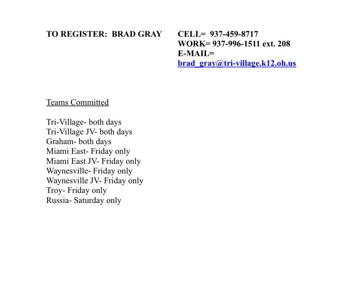 Jim Dabbelt (@jdabbs86) on Twitter photo Tri Village is still looking for some teams for their girls basketball summer shootout. The information is attached below!! #OhioGirlsHoops <a href="/TVPats/">Tri-Village</a> Tri Village is still looking for some teams for their girls basketball summer shootout. The information is attached below!! #OhioGirlsHoops <a href="/TVPats/">Tri-Village</a>