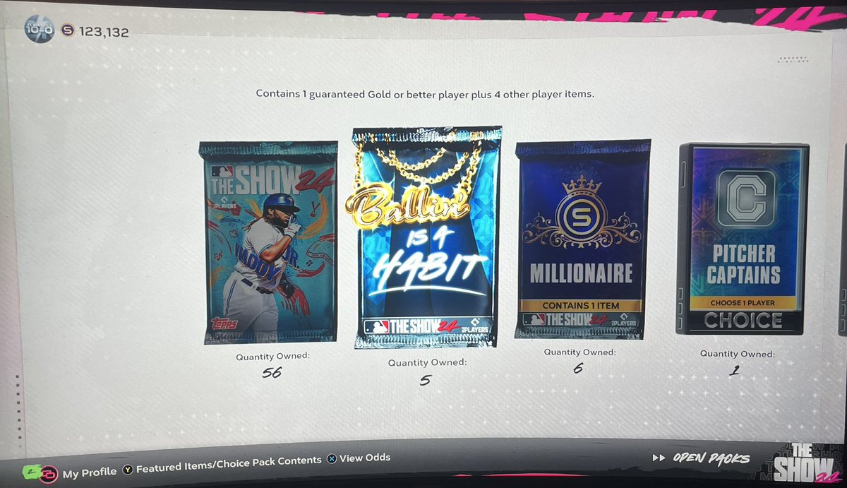 Forgot to add that this is the pack opening fiends dream deal. Must’ve opened up 100 packs already and have all of these still🤣🤣 #MLBTheShow24 #MLBTheShow