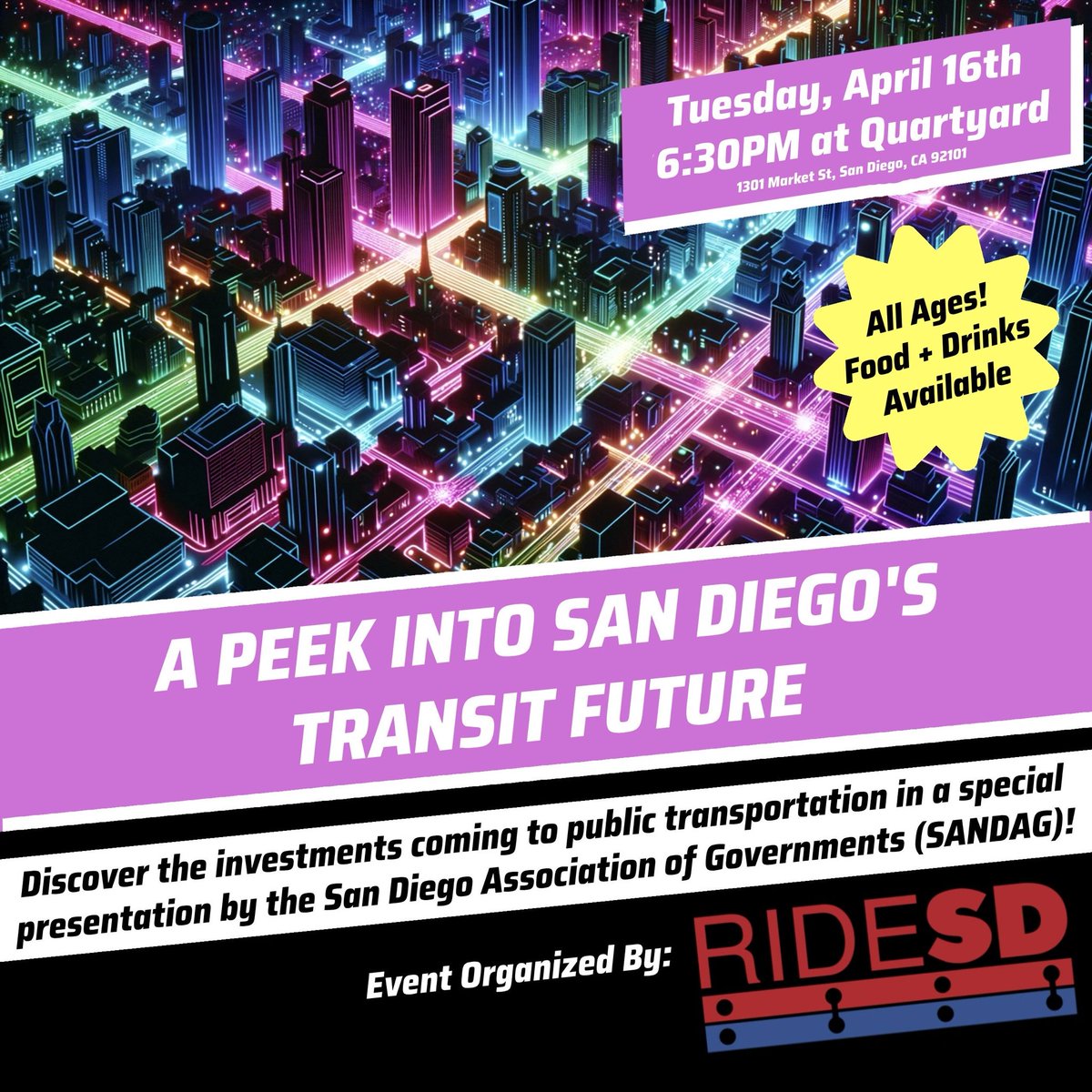 THIS TUESDAY! Join transit fans and advocates for a presentation by @sandagregion about the 2025 Regional Plan for transportation in San Diego County🚌🚊🛣️🚲
