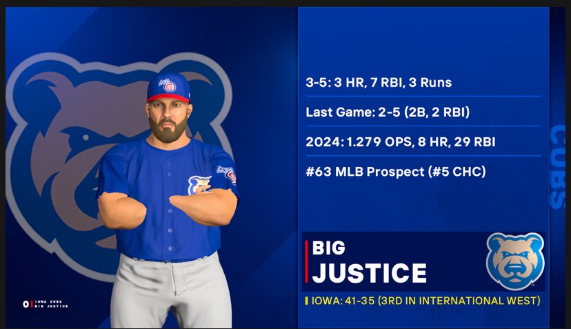 Huge game for Big Justice, the 5,1 220lbs, SS. Should expect a promotion very soon