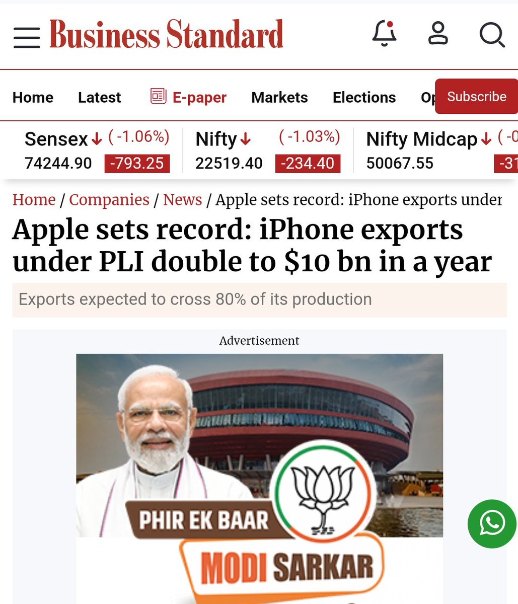 This was the target for FY 25!!!
This happens to be the largest ever export of a single branded product from India by any co. #Apple #india