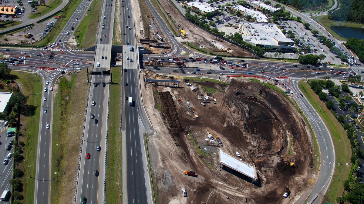 Apr 12 aerial overview of the redo of the Sand Lake Rd interchange with I-4.