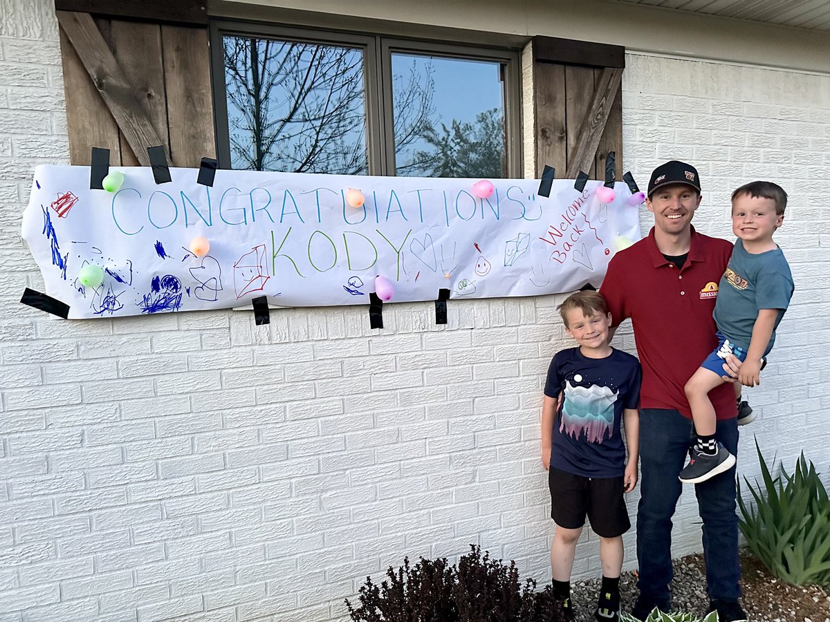 We had a good day at the races. First race of the year - set fast time, led a little & ultimately ran 2nd. We pulled in the drive at home to find this sign from our awesome neighbors. I am so grateful for them, & the many more who have been pulling for us too. God is great.