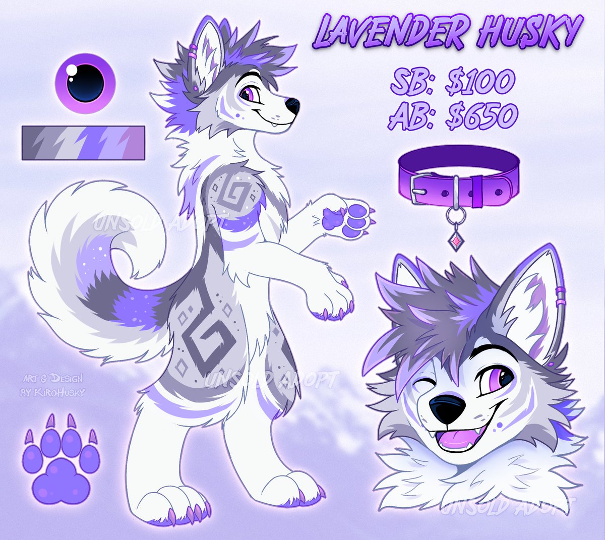 💜 Lavender Husky 💜 Yeah.. this floof smells like lavender, too! • SB: 💲100 • AB: 💲650 • Reply to the bid chain below or DM me to offer privately! • Shares are appreciated ✨