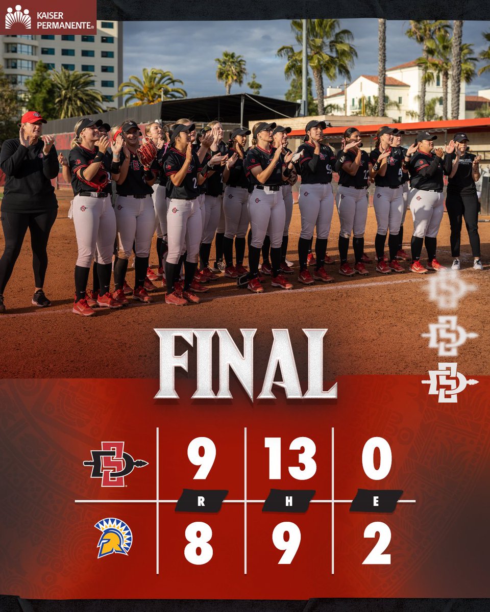 Got the series sweep with a come-from-behind 9-8 win at San Jose State today! #GoAztecs