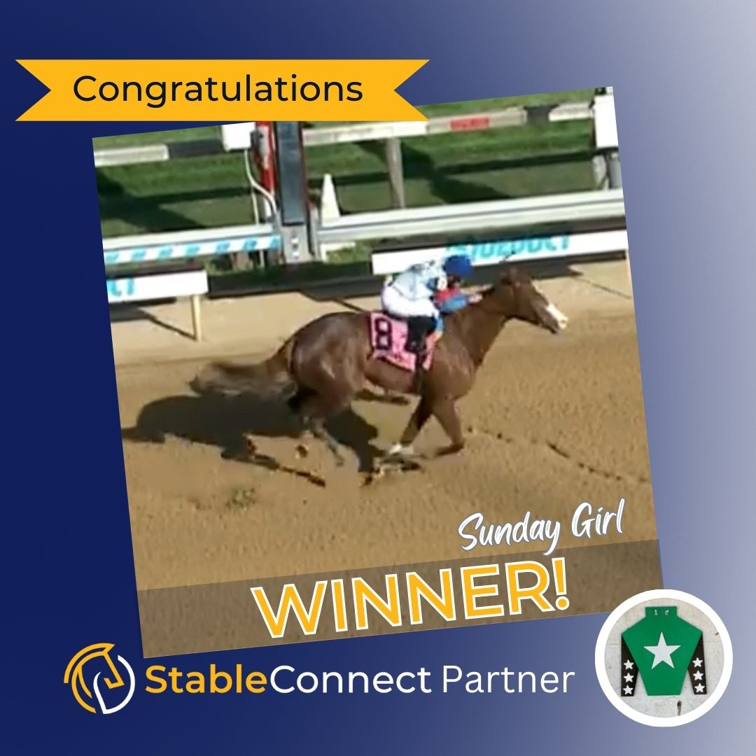 stableconnectap's tweet photo. Congratulations to Sunday Girl's win in the NYSSS Park Avenue for Owners Mitre Box, Eighth Note, and StableConnect partner Clear Stars Stable, Trainer @duggan101 and Jockey @jockeykdavis! https://t.co/NYl3fb1bEf