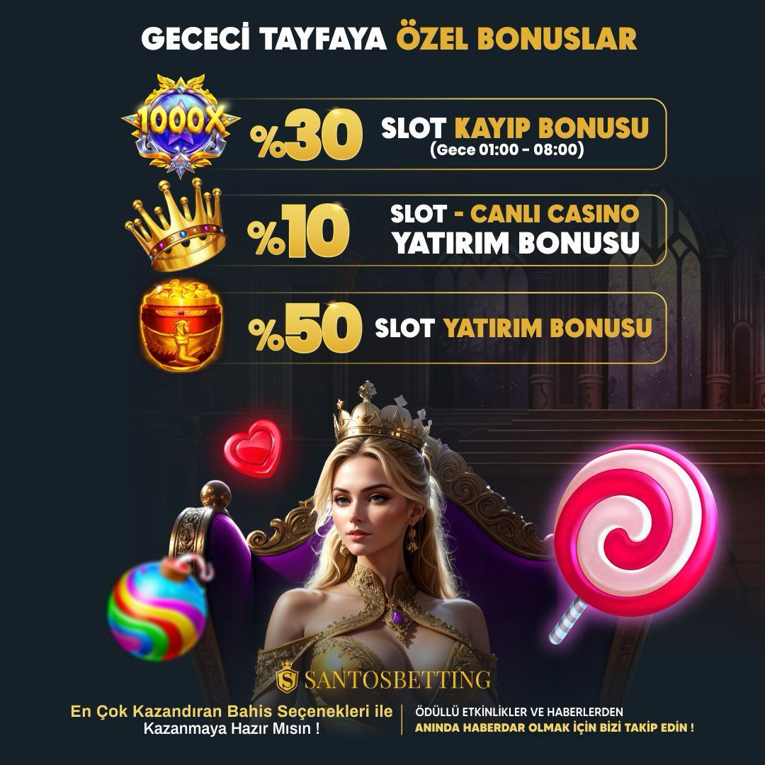 ❤️‍🔥GECENE RENK KATACAK BONUSLAR SANTOS BETTİNG'DE ⏰Saat 01:00 - 08:00 arasında Casino alanındaki Minimum 100 TL kaybınıza %30 Casino Discount bonus sizleri bekliyor 📲Santos Betting Giriş t2m.io/5FrnhM1