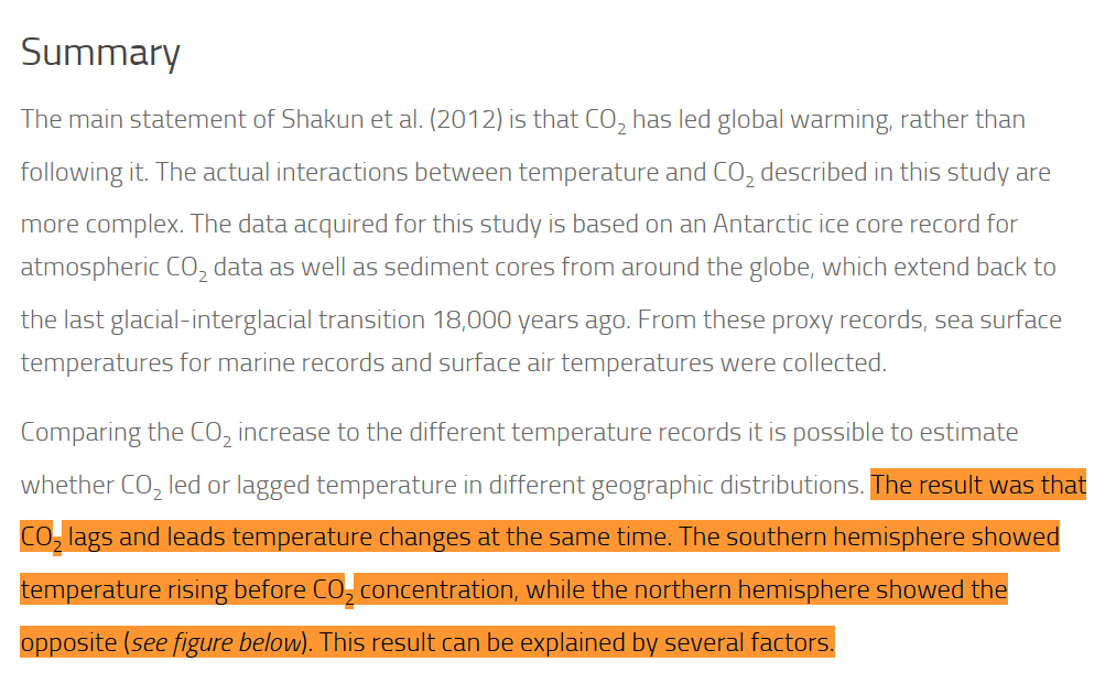 @bolivershagna2 @Chamanit1 @Smeeghee @ADevotedYogi Your link, which you clearly didn't read, rebuts your position + confirms what I said. It even cites the paper I showed you. So again, yes or no: Does CO2 concentration levels always lag temperature? climatecat.eu/ufaqs/5-why-do…