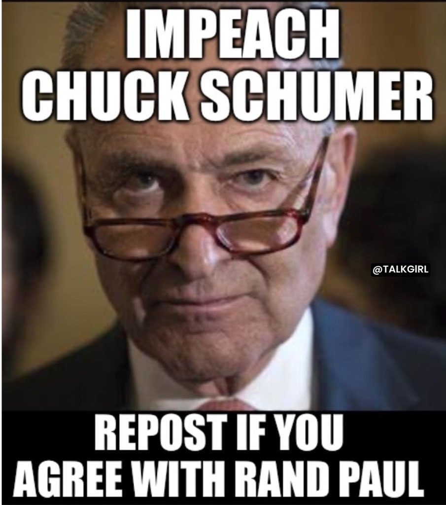📢Rand Paul calls for Chuck Schumer’s impeachment!!  Repost if you want him out!! TY!
